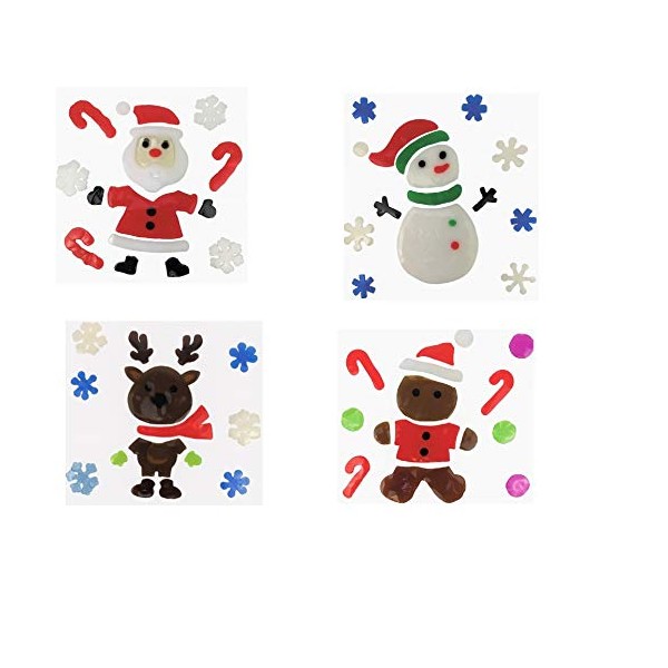 Pack of 4 Christmas Window Stickers 19cm x 19cm