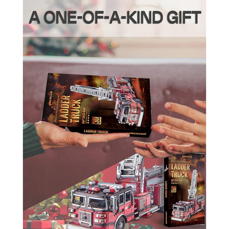 Piececool 3D Puzzles for Adults, Ladder Truck Metal Model Building
