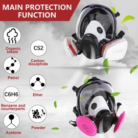 XINBTK Reusable Respirator Facepiece Cover with Filters Set - Adjustable Strap for Gas, Paint Spraying, Chemistry, Machine Polishing, Welding, Woodworking and Other Work Protection