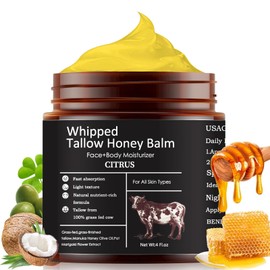 Souvik Beef Tallow Creme ohne Parfüm, Rindertalg Hautpflege Creme für Gesicht und Körper, Tief Feuchtigkeitsspendend und Schnell Einziehend für Trockene Haut (Zitrusduft)