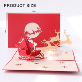 scicent Christmas Cards with Envelope Pop-Up Christmas Card Santa Claus Congratulations Cards 3D Christmas Wish Card Suitable for Christmas, Party Themes, Birthdays - 20946