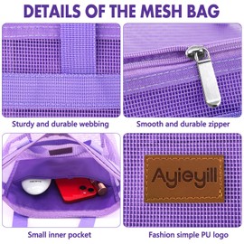 Shower Caddy Portable, Mesh Shower Caddy Tote Bag Quick Dry Hanging Toiletry and Bath Organizer for College Dorm, Gym, Beach, Travel or Camping with Zipper (A-Purple)