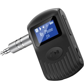 COMSOON Bluetooth Receiver with LCD Screen, Portable AUX Bluetooth 5.0 Adapter for Car/Home Stereo/Speaker/Wired Headphones, Noise Cancelling/Hands-Free Calling/Music Streaming-Black