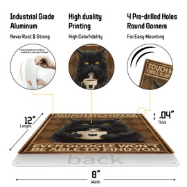 Funny Black Cat Touch My Coffee I Will Slap You So Hard Tin Sign Vintage Coffee Bar Wall Art Decor 8x12 In (2510)