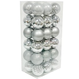 36PCS 6CM Christmas Baubles Christmas Balls Christmas Tree Decorations Large Shatterproof Christmas Balls Hanging Ornaments for Home Xmas Party, Silver