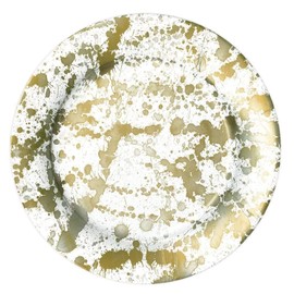 Caspari Splatterware Paper Dinner Plates in Gold - 16 Count
