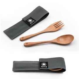 [Village Blacksmith] WOOD Cutlery Spoon and Fork Set with Case MK-0066 Cute Wood Spoon, Wood Fork, Lightweight, Scandinavian, Camping, Outdoor, Picnic, Lunch Box
