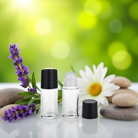 Juroicessry 2Pcs Black 30ML Clear Empty Glass Essential Oil Roller Bottles Vials Containers Refillable Roll-on Bottle,Refillable Cosmetic Containers Refillable,Roller Bottles,Tools and Accessories