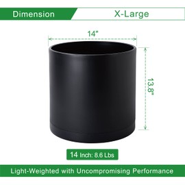 14 Inch Black Plastic Planter Pots for Plant Pot with Drainage Hole and Seamless Saucers, 74-O-XL-2
