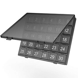 Organizador mensual de píldoras una vez al día – Caja organizadora de pastillas de 30 días – Aprieta para abrir – Compartimentos grandes estuche portátil para viajes, pastilleros mensuales, organizador de medicamentos para vitaminas (negro)