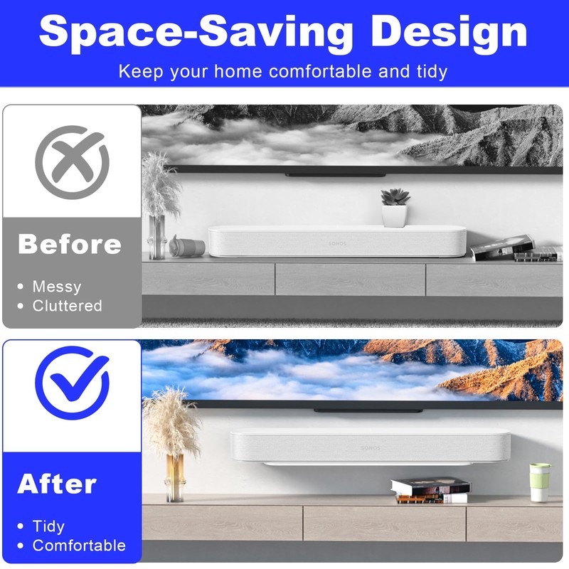 BYMECOST Soundbar Mount for Sonos Beam, Wall Mount Bracket Compatible