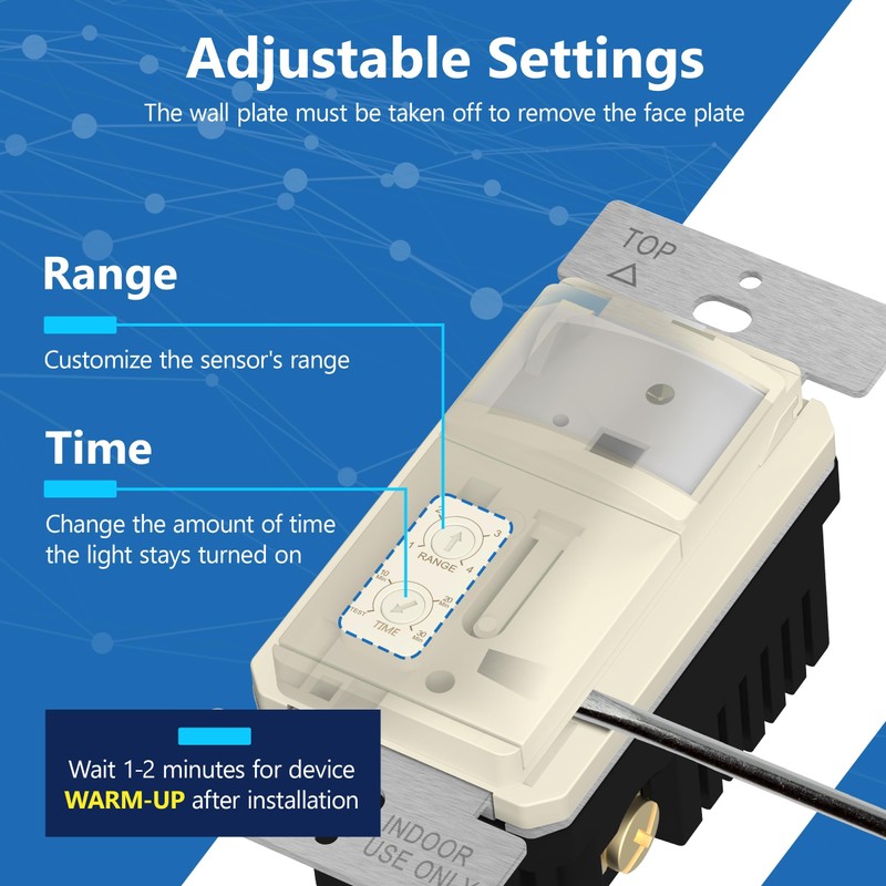 LIDER Motion Sensor Switch with Wall Plate, PIR Sensor Light