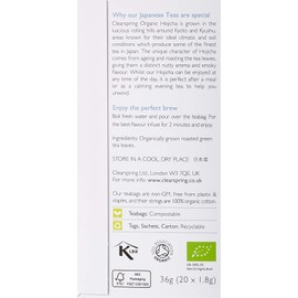 Clearspring Organic Japanese Hojicha, Roasted Green Teabags, 0.316 kg, Pack of 4