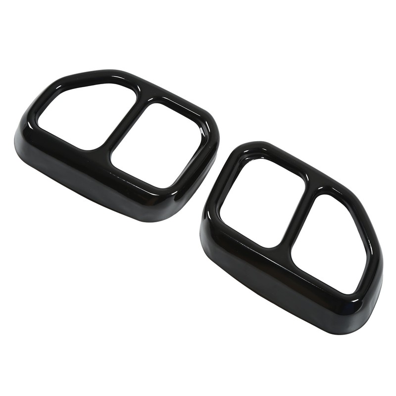 2pcs Gloss Black Car Tail Exhaust Pipe Cover Trim Stainless