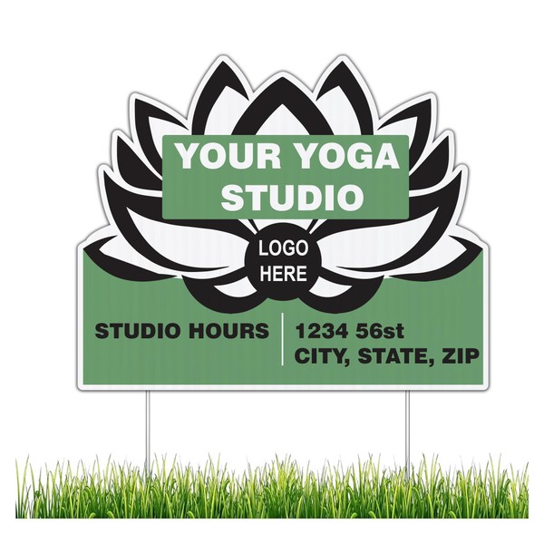10-Pack Custom Yoga Studio Yard Signs 21.5x17.5 Inches, Two-Sided Print,