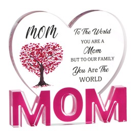 JLBLNHW Gifts for Mom - Mothers Day Gifts from Daughter Son Dad - Acrylic Heart Sign Plaque Presents 3.9 x 3.7 inch - Thanksgiving Mothers Day Birthday Gifts for Women