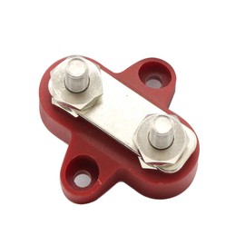 Heart Horse Bus Bar Terminal Block, Power Stud Battery Junction Post 1/4" Power Distribution Positive Negative for Truck RV Boat, Dual Heavy Duty Stainless Steel DC 48V (Red)