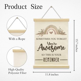 dsjaidh Sometimes You Forget You Are Awesome Poster Hanger Frame-Boho Wildflower Canvas Artwork With Wooden Frame-Inspirational Quotes Hanging Banner-Wall Hanging Prints Decor Gift For Friends-A09