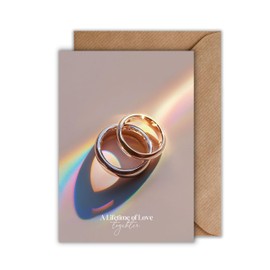 WBdesignz Elegant Wedding Card with Wedding Rings - A Lifetime of Love - Elegant Card for Wedding, Marriage, Anniversary, Engagement or as a Love Card - DIN A6 with Kraft Envelope