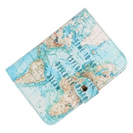 ZONADAH Passport Holder Cover Case Travel Passport Case Cover Cute Cartoon Printing PU Leather Fun Travel Organiser for Credit Cards Boarding Passes for Women and Men (Map)