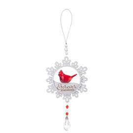 The Bridge Collection Forever Remembered Red Cardinal Memorial Snowflake Ornament - Sympathy Keepsake Gift for Loss of Loved One