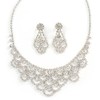 Avalaya Bridal Clear Crystal Lacy Bib Necklace And Drop Earring