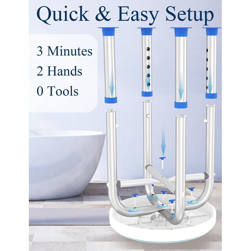Swivel Shower Stool for Inside Shower, 360° Rotating Shower Seat
