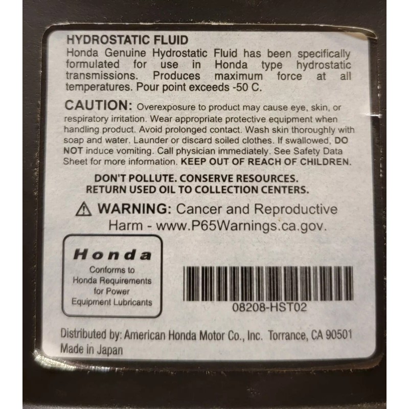 For Honda NEW Genuine HONDA Hydrostatic Oil 12oz HRC216 08208-HST02