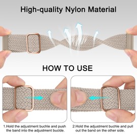 Elastic Strap for Garmin Venu 2/Venu 3/Vivoactive 4 45mm，Forerunner 255, 265 for Women Men, 20mm Adjustable Soft Nylon Stretchy Band for Garmin Forerunner 255/265 Music,Legacy Hero Strap Milk tea