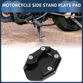 INFINAUTO Motorcycle Side Stand Plate Pad, Motorbike Kickstand Pad with Wrench Aluminum Alloy Black, 1 Set