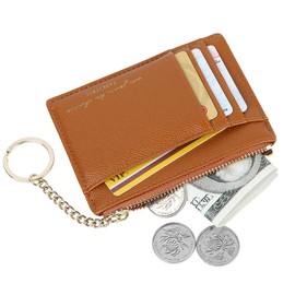 Cynure Women's Purse, Card Holder, Coin Purse, with Keyring, ID Window, brown, Minimalist
