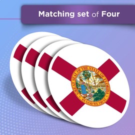 Vinyl Round Stickers (Set of 4) 10cm - Florida Flag Vector Emblem for Laptops, Tablets, Luggage, Scrap Booking, Fridges #60746