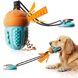 FOXMM Interactive Dog Toys – Suction Cup Tug of War Toy for Aggressive Chewers, Squeaky Enrichment Toys to Keep Dogs Busy with Treat Dispenser, Dog Puzzle Toy for Large Dogs