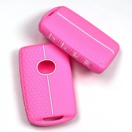 Chaexii Mazda Autoschlüssel Schutzhülle für Mazda 3 6 CX30 MX30 CX9 X9 CX5 X5 CX8 MX5 SS30 Schlüsselhülle,4 Tasten Schlüsselhülle aus Silikon Zubehör (Rosa)