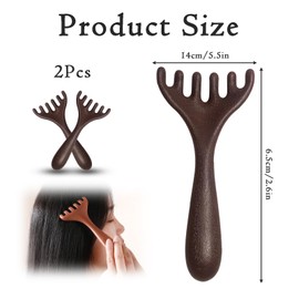 KFSCIP Wooden Head Massager, 2 Pack Scalp Massage Tool, Stress Relief Wood Comb for Relaxation, Portable Head Scratcher for Office, Travel, Home Use, 14 x 6.5CM