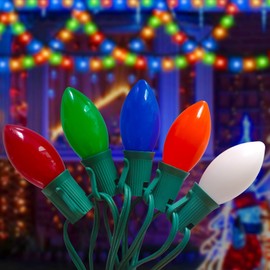 25Ft Multicolor Christmas Lights, C9 Vintage Christmas Lights with 26 Ceramic Multicolor Bulbs, Traditional Christmas Lights for Outdoor Roofline Garden Patio Party Wedding Christmas Decor