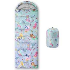 Datura home Kids Sleeping Bag for Boys Girls,Watercolor Mermaid Print-Lightweight Warm Portable Outdoor Indoor-Waterproof Cold Weather Resistant Sleeping Bag for Camping Hiking(Mermaid2)