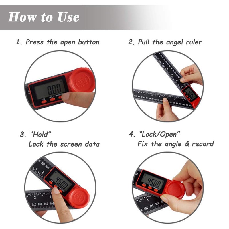 Mesee LCD Digital Angle Finder Ruler, 200mm/7 Inch Angle Finder