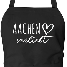 huuraa Apron Aachen in Love Gift Apron Cooking Apron Cotton Aachen Gift Idea, black, One size fits all