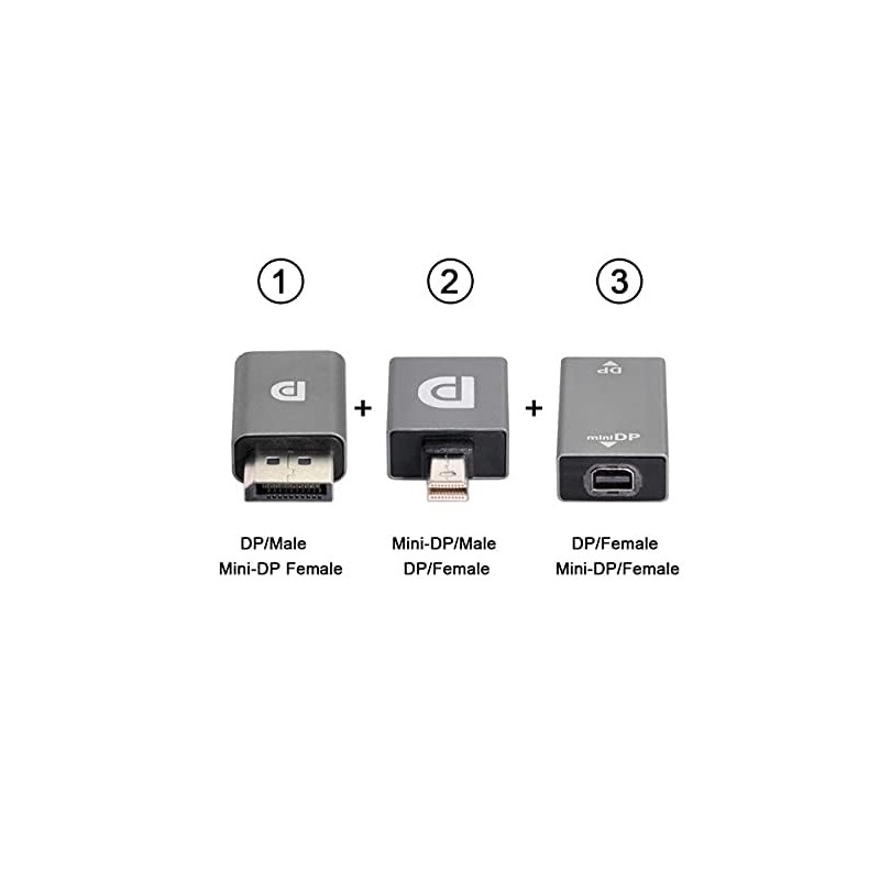 NFHK 3pcs/Set Mini DisplayPort 1.2 4K 60hz to DP Adapter