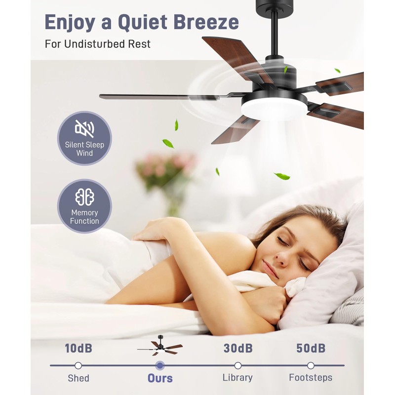 ZYD Ceiling Fans with Lights, 52 Inch Ceiling Fan with