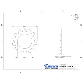 Fastenere 3/8" External Tooth Star Lock Washers 410 Stainless Steel Quantity 100