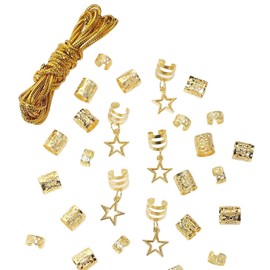 Hair Clip, Hair Accessory, Ring for Hair Clips, Hair Rope, Braid Ring, Stars, Gold, Silver, Sparkling, Gold, Silver, Set, Hair Tips, Hair Beads, Hair Ornament, Hair Arrangement, Girls, Glitz (Gold)