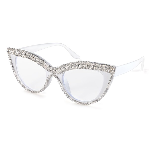FEISEDY Diamond Blue Light Blocking Glasses Cat Eye Rhinestone Women
