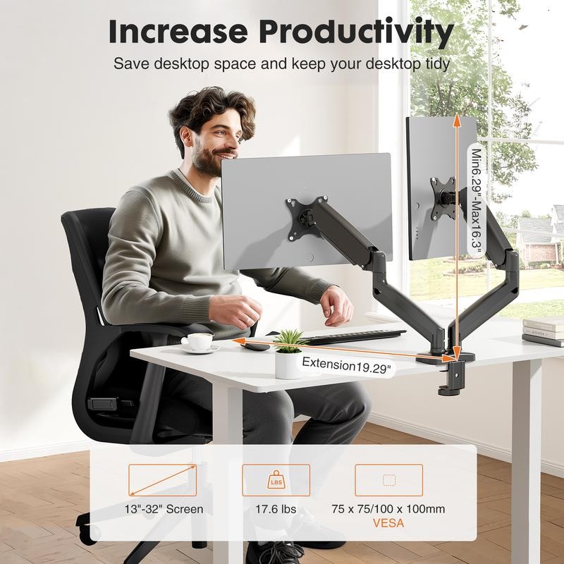Monitor Stand - Adjustable Desk Mount Arm for Support 15