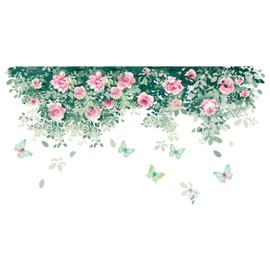 Floral Wall Stickers Removable Wall Stickers Wallpaper Stickers Flowers Home Decor Stickers DIY Decoration (Floral Pattern 2)