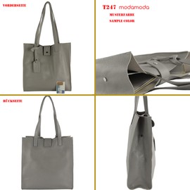 modamoda de - T247 Italian Leather Shopper with Removable Inner Pocket, black