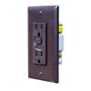 RV Designer S805, Dual GFCI Outlet with Cover Plate, Brown,