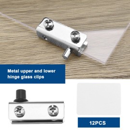 Micro Traders 12PCS Glass Door Pivot Hinge for 3mm-6mm Thickness Frameless Glass Doors Adjustable Display Cabinet Glass Door Clamp Replacement Door Hardware Silver