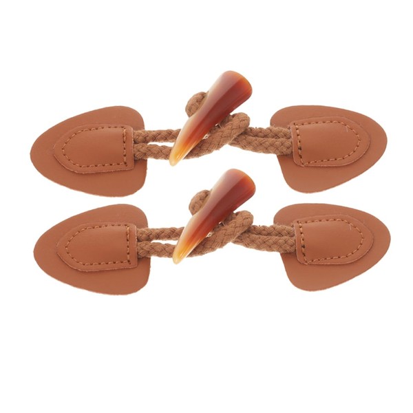 2 Pcs Faux Leather Sew-on Toggle Closures with Resin Horn